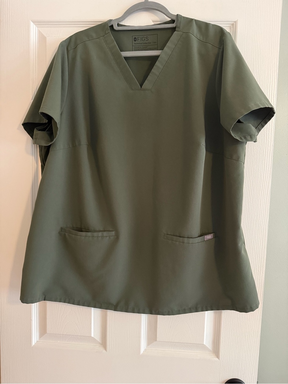 FIGS Women's Olive Green Casma V-Neck Medical Scrub Top